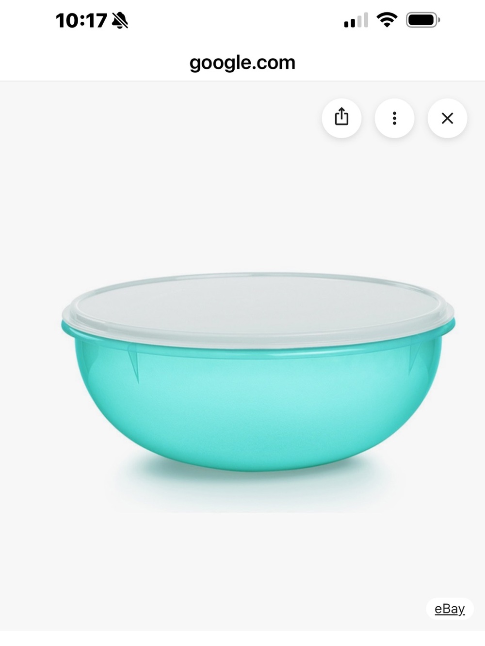 Tupperware Turquoise Mixing Bowl with White Lid